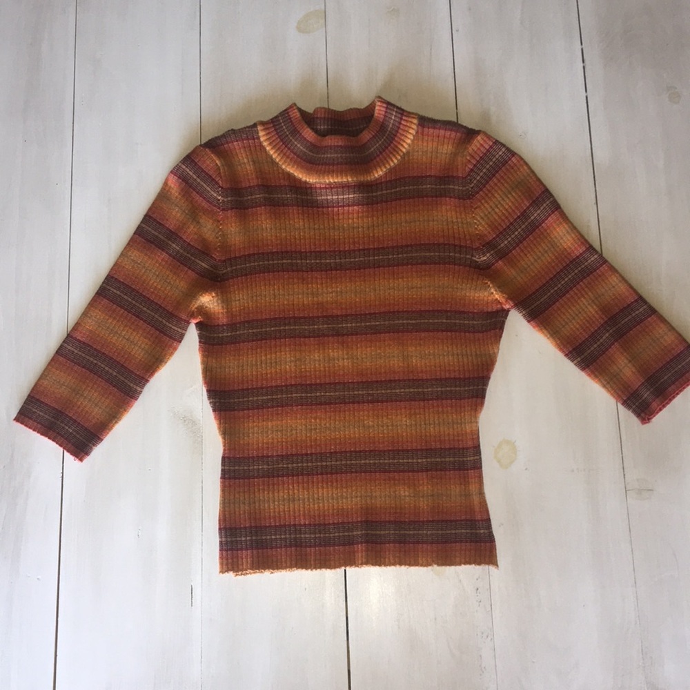 🔆striped vintage mock necked shirt🔆